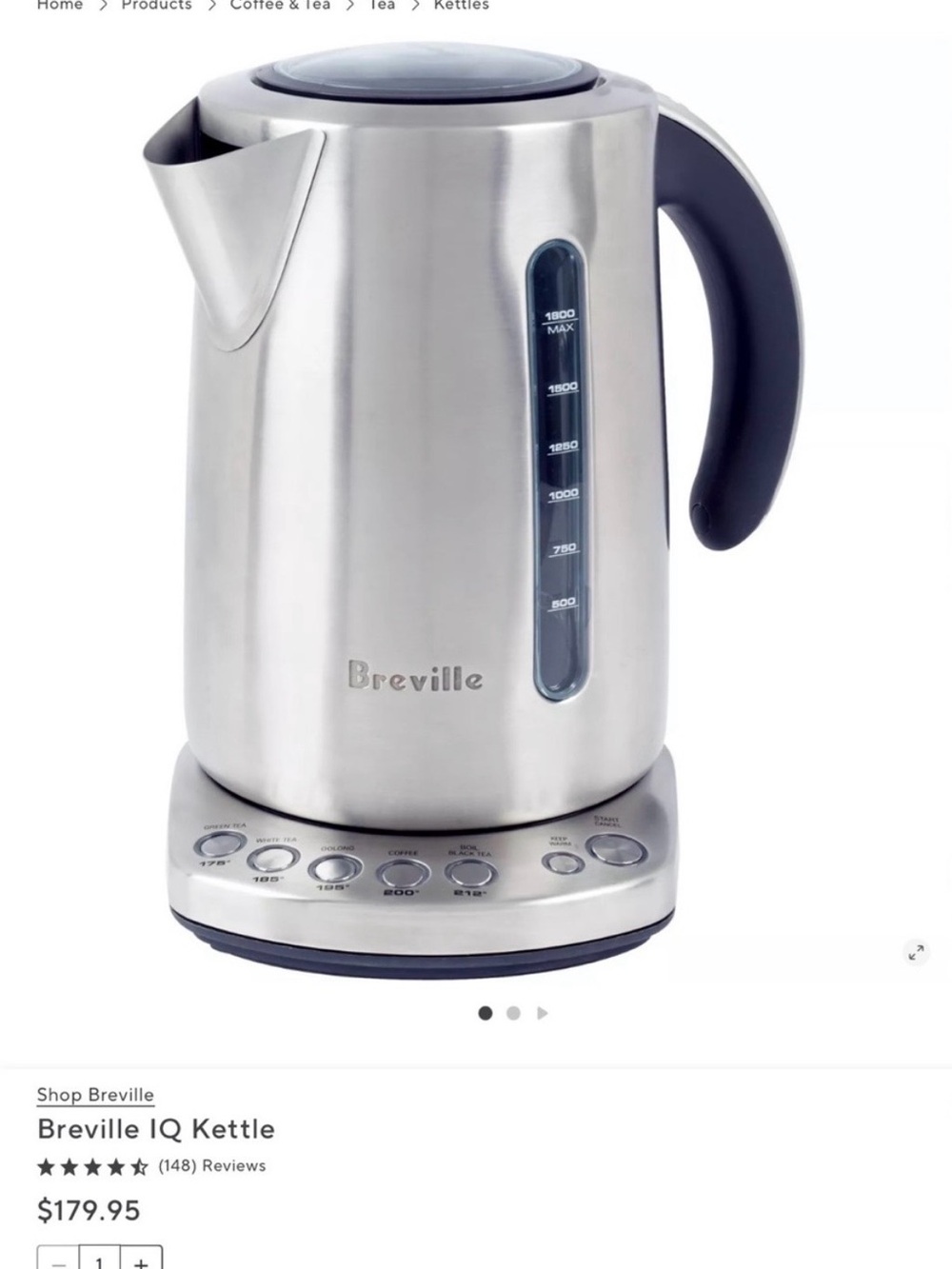 Breville BKE820XL IQ Kettle 7-Cup Electric Kettle Brushes Stainless Steel - Picture 12 of 12